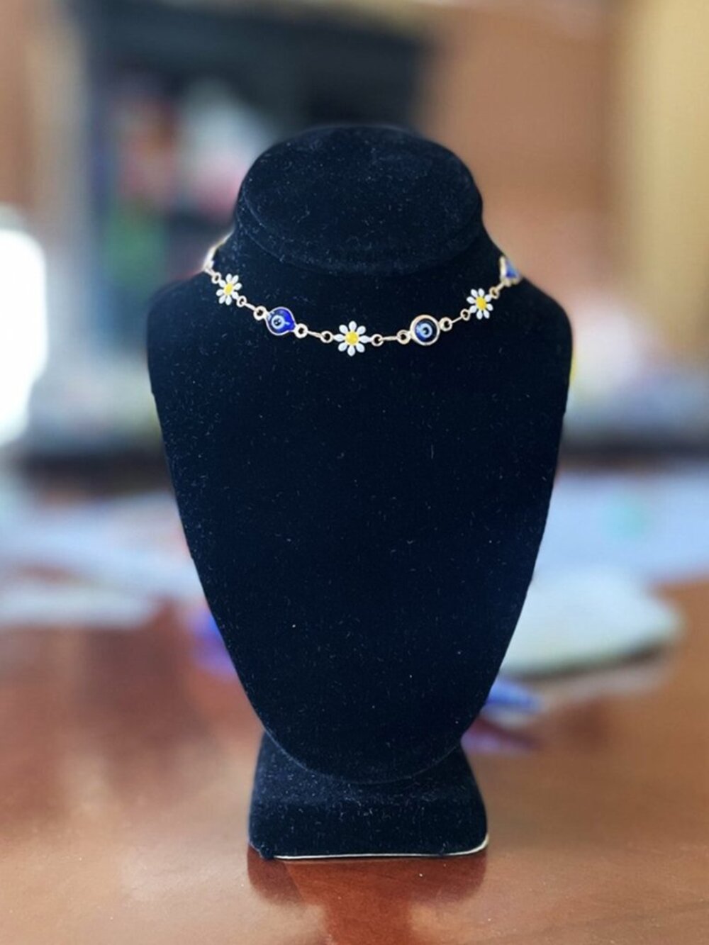 Stainless Steel Boho Daisy Flower & Evil Eye Anklet  | Adjustable Summer Jewelry